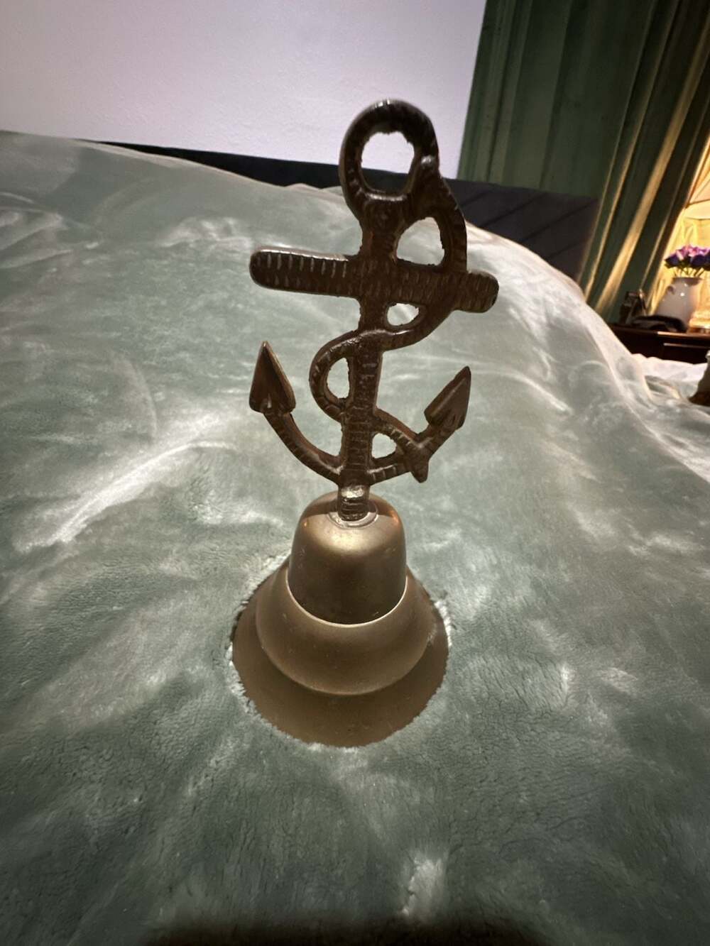 Vintage Brass Nautical Anchor Table Bell Ornament